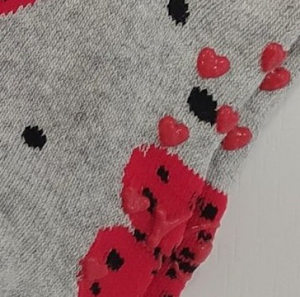 Fluffy socks with ABS grey red