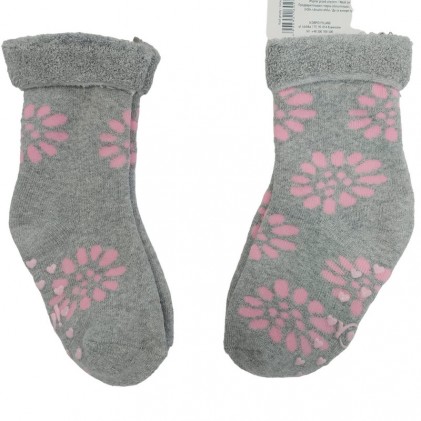 Fluffy socks with ABS pink grey