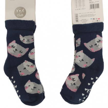 Baby Socks Half-Terry with ABS pink cats