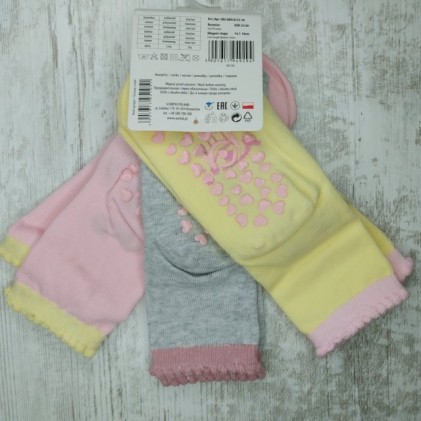 Baby Socks Half-Terry with ABS 3p pink grey