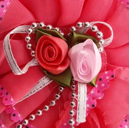 baby hair ribbon pink with 2 roses