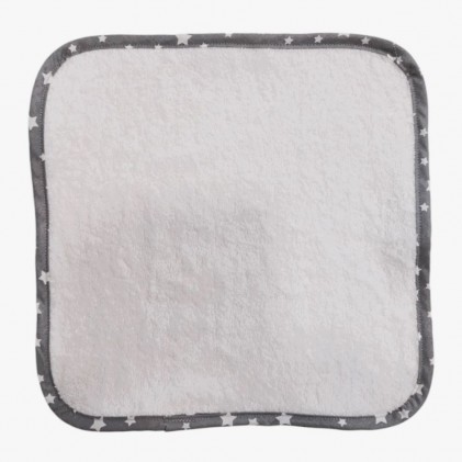 White Toweling Cloth with grey Stars Print