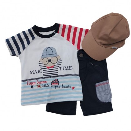 Set For Baby boy t-shirt and short white red