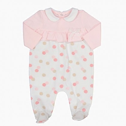 Long pyjamas for baby girl white pink