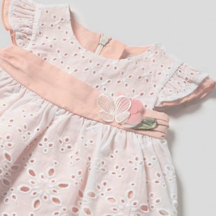 Φόρεμα Βρεφικό Κηπούρ Λευκό Ροζ