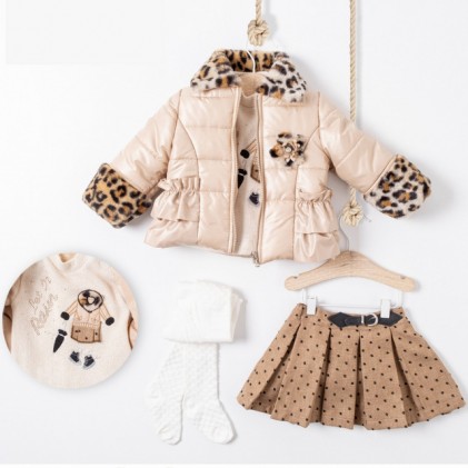 Baby set of 4 pieces for girls beige