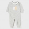 Baby bodysuit Gray Velour Bear & Bunny_1