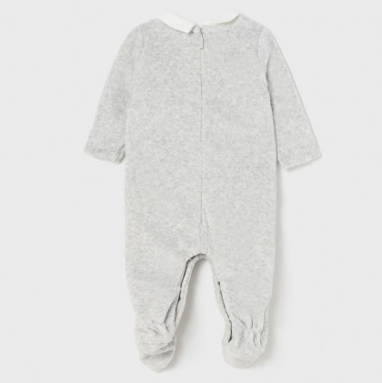 Baby bodysuit Gray Velour Bear & Bunny