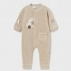 Mayoral Baby velour sleepsuit beige car_1