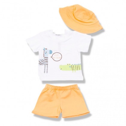 Summer Baby Clothing Set With Hat Orange