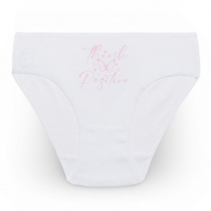 White girls' panties with pink Think Positive and butterfly print