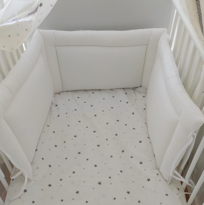 bumper for baby bed beige dots