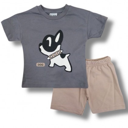 Children's Summer Clothes Set Trax Happy Dog grey