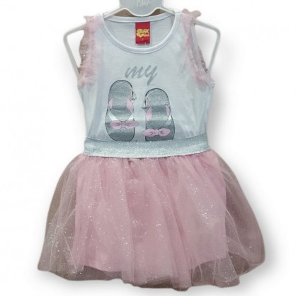 Φόρεμα Παιδικό 2 Τεμαχίων Γκρι Ροζ