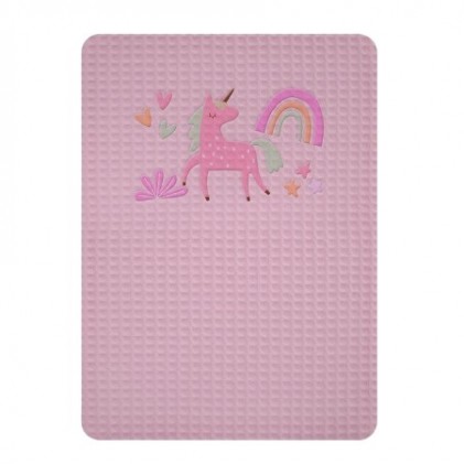 Κουβέρτα Αγκαλιάς & Λίκνου Πικέ Unicorn Pink