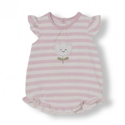 Sleeveless Pink Striped Baby Onesie