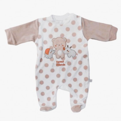 Baby pyjamas in velour Forever Friends beige