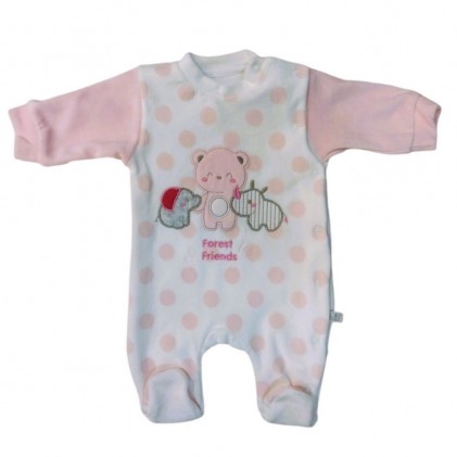 Baby pyjamas in velour Forever Friends pink