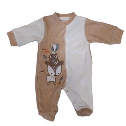 Baby pajamas in velour winter Friends beige