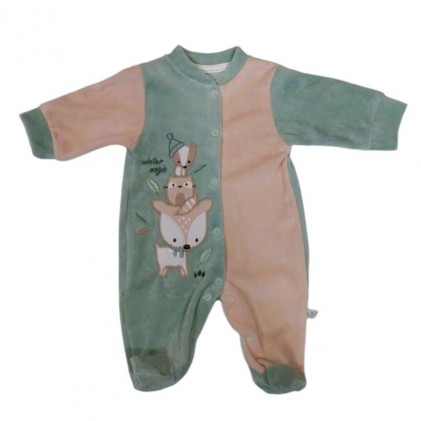 Baby pajamas in velour winter Friends mint