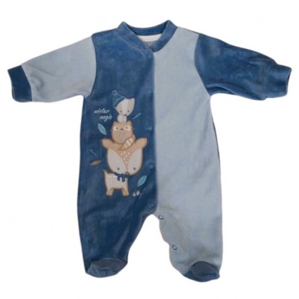 Baby pajamas in velour winter Friends blue