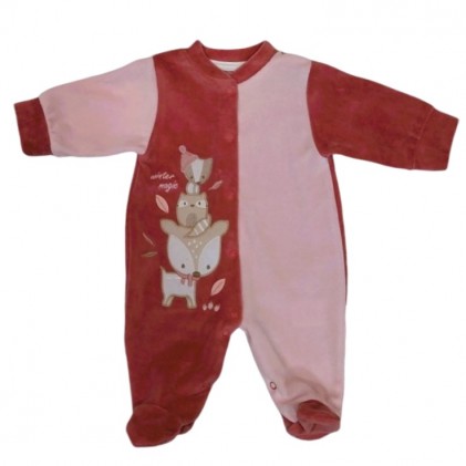 Baby pajamas in velour winter Friends pink