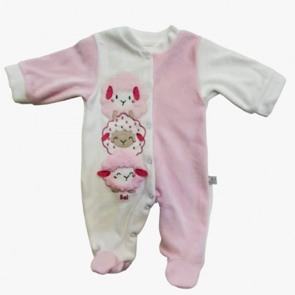 Baby pajamas in velour best Friends Pink