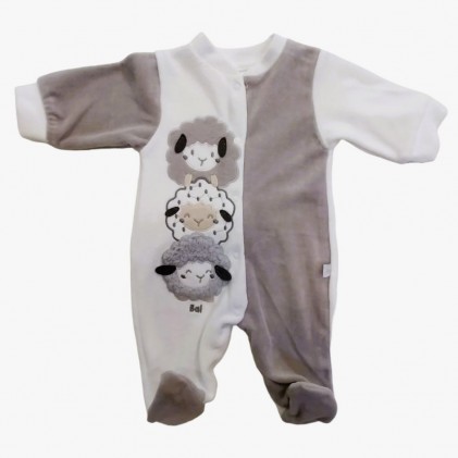 Baby pajamas in velour best Friends beige