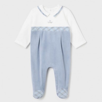 mayoral Baby boy pyjamas in velour blue plain