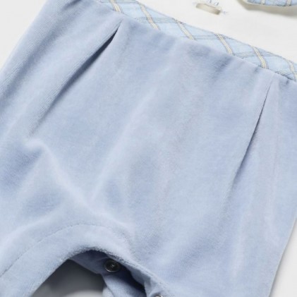 mayoral Baby boy pyjamas in velour blue plain