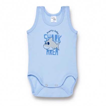 baby bodysuit no sleeve light blue bear