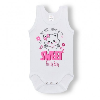 baby bodysuit non-sleeve white pink stripe