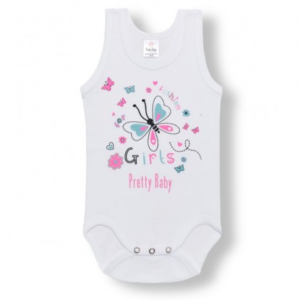 baby bodysuit non-sleeve white pink