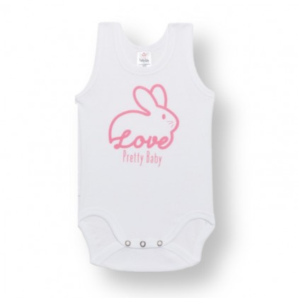 baby bodysuit non-sleeve white Pink Elephant