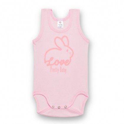 baby bodysuit no sleeve pink Whale