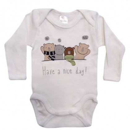 baby bodysuit long sleeve white Have A Nice Day