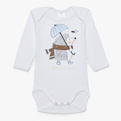 baby bodysuit long sleeve white Happy rain