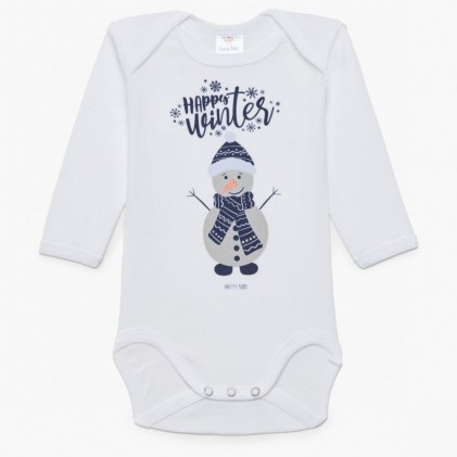 baby bodysuit long sleeve white Happy Wishes