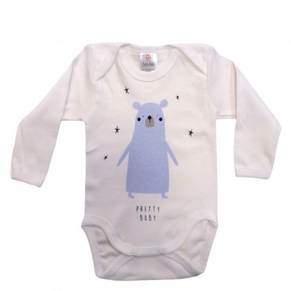 baby bodysuit long sleeve white Happy bear