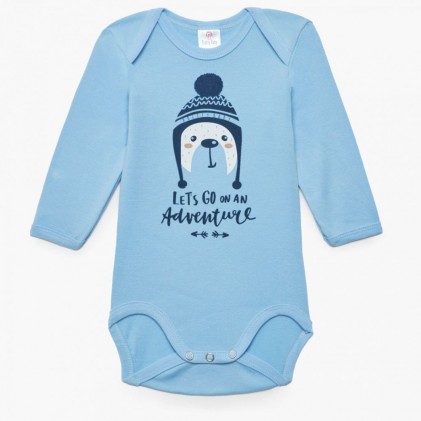 long sleeve bodysuit for baby boy penquine blue