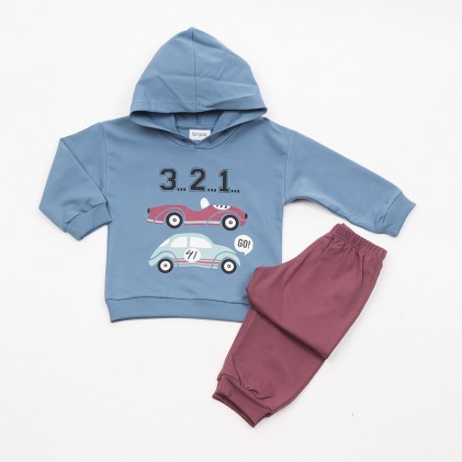 Kids Hoodie Cars Petrol