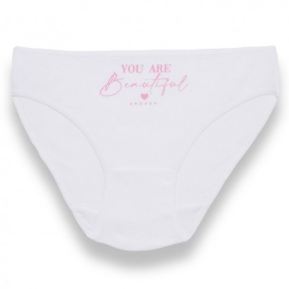 White girls' panties with pink Think Positive and butterfly print