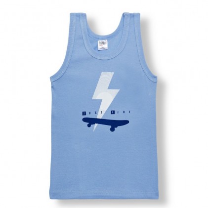 Sleeveless T Shirt for baby boy blue ride