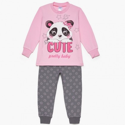 Παιδική Πιτζάμα Cute Panda Pink Grey