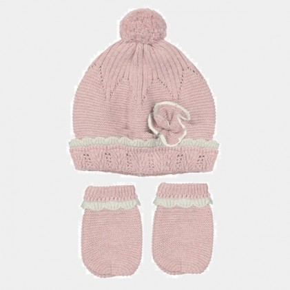 Winter Hat and mittens set pink