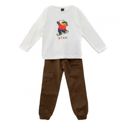 Children's Clothing Set Beige Brown