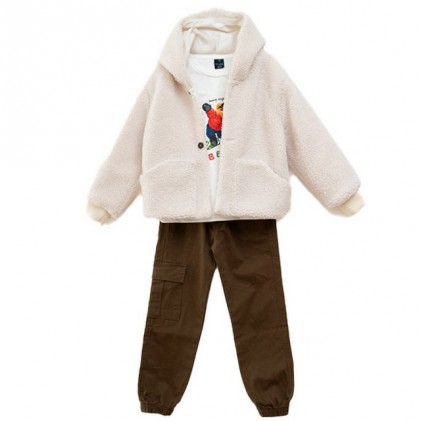 Children's Clothing Set Beige Brown