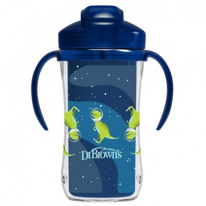 Dr. Brown's Baby Cup Warm With Straw 300 ml Blue