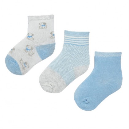 Κάλτσες βρεφικές 3 Ζευγάρια Σιέλ Σκυλάκια