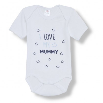 Short Sleeve Zip-Up White I love Mummy